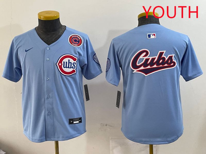 Youth Chicago Cubs Blank Light Blue Throwback 2025 Nike MLB Jersey style 6->youth mlb jersey->Youth Jersey